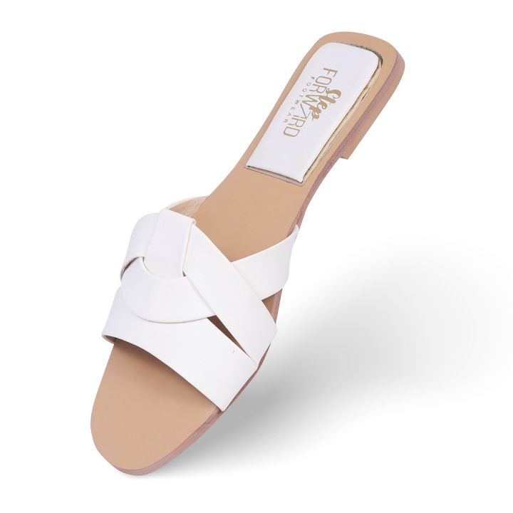 White Crisscross Flats | Stylish Flats for Ladies | Casual Wear Footwear