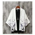 Casual Kimono Haori For Men Japanese Fashion Male Kimonos Samurai Crane Printed Shirt Men's Plus Size Clothes. 