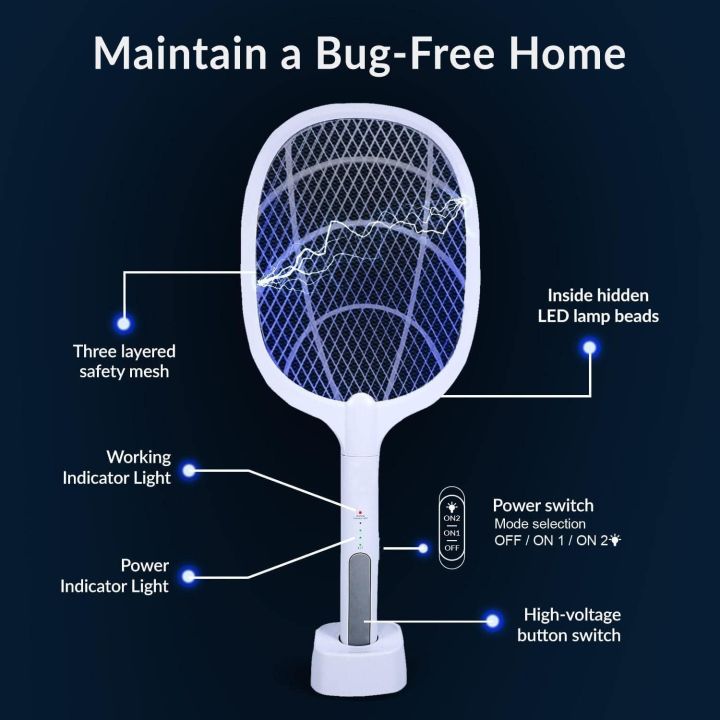 Electric%20Fly%20Swatter,%202-in-1%20Handheld%20Rechargeable%20Bug%20Zapper,%203-Layer%20Touch%20Mesh,%203000%20Volt%20High-Powered%20mosquito%20Killer%20Racket%20for%20Indoor%20and%20Outdoor,%20Original%20agarbatti%20Mosquito%20Killer%20China%20Imported%20pack%20of%2030%20with%20stand%20-%20Image%202