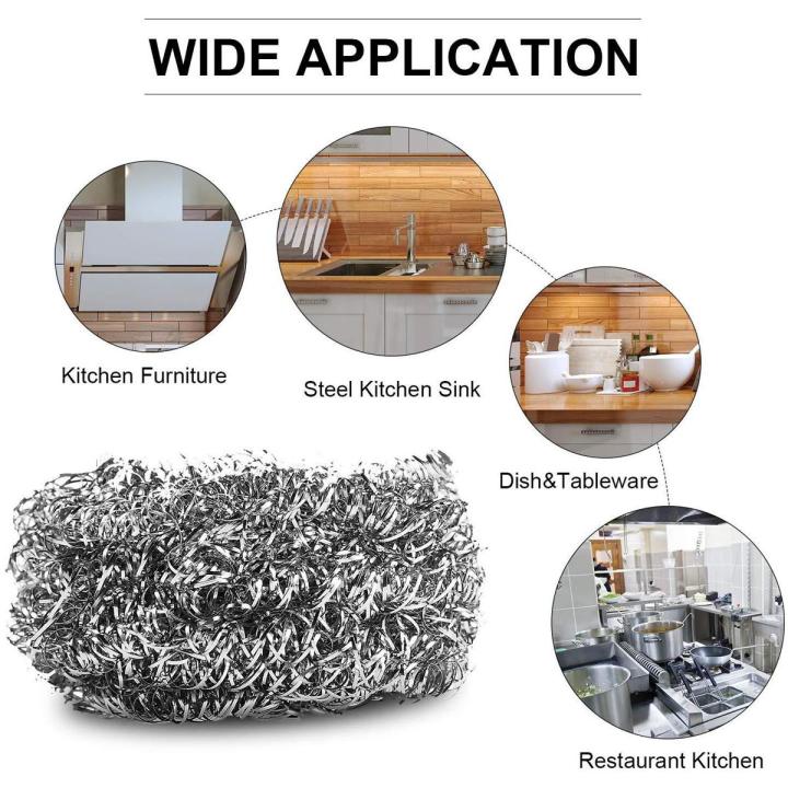 12 OR 24 Pcs Dish Wash Sponge Sink Cleaner Stainless Steel Scourers Steel Wool Scrubber Metal Scouring Pad Metal Sponge