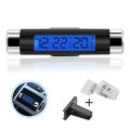 Car Auto LCD Display 2 in 1 Digital Clock Thermometer Time Monitor Electronic Clip-on LED Backlight, Only Celsius. 