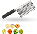 Crinkle Fries Cutter Knife with Handle Potato Slicer – Stainless Steel Crinkle Knife – Multifunctional Knife Wavy Edged Potato cutter – Wavy Chopper – Wavy Potato Slicer – Vegetable & Fruit Wavy knife. 