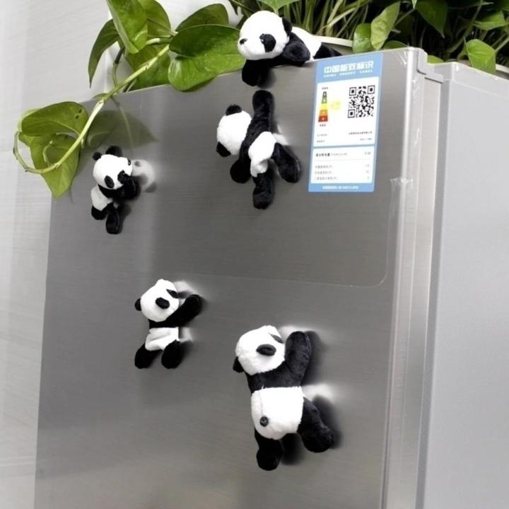 1Pc Cartoon Cute Soft Plush Panda Fridge Strong Magnet Refrigerator Sticker Belly Filling Cotton Home Decor Souvenir Accessories