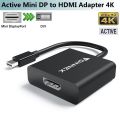 Active DisplayPort to HDMI Adapter,4K Male DP 1.2 in to Female HDMI 1.4 Out Converter,DP-HDMI Video Connector for Laptop,Desktop,PC to Monitor,Projector,TVDP Display Port Male to HDMI Female Adapter Black. 