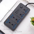 Universal Extension Lead with Multiple Function, 3 Pin Socket Outlet with 6  Surge Protector Sockets | 3 USB Port | 1 Type-C Port,3M copper wire Electric Mains Strip for Home,Kitchen,and Office. 