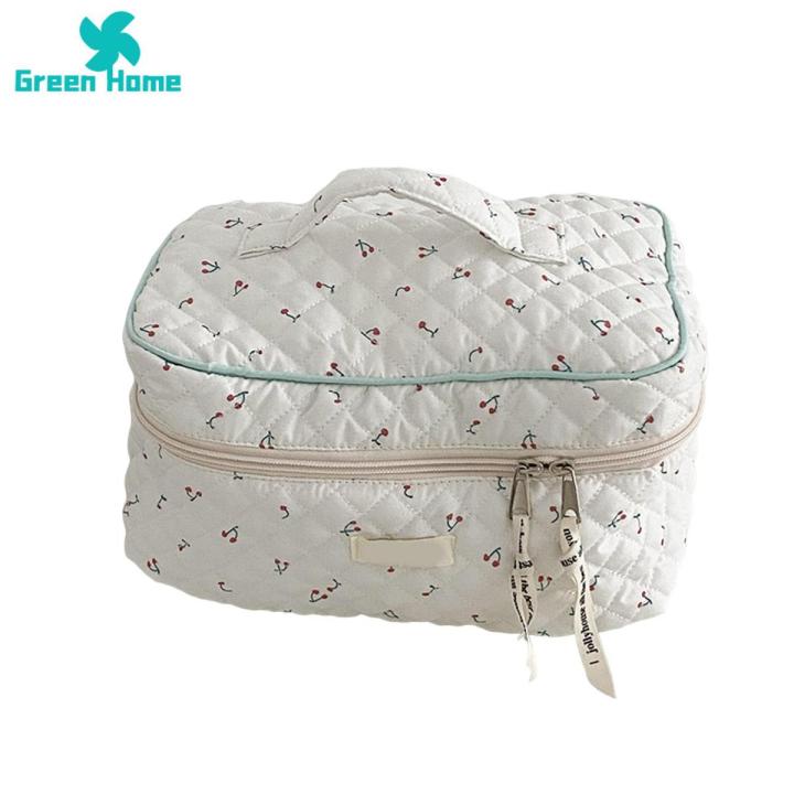 Green Home Makeup Bag Cosmetic Organizer Bunny Print Cosmetic Storage Bag