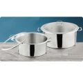 Alpha 2-Piece Set of Stainless Steel Double Bottom Cooking Pots (30 cm & 32 cm). 