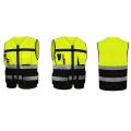 OIMG 2 Pcs 7 Pockets Class 2 High Visibility Zipper Front Safet Yellow Vest With  Reflective Strips X & Xl. 