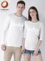 "HUBBY WIFEY" Printed Couple T-Shirt Full Sleeves. 