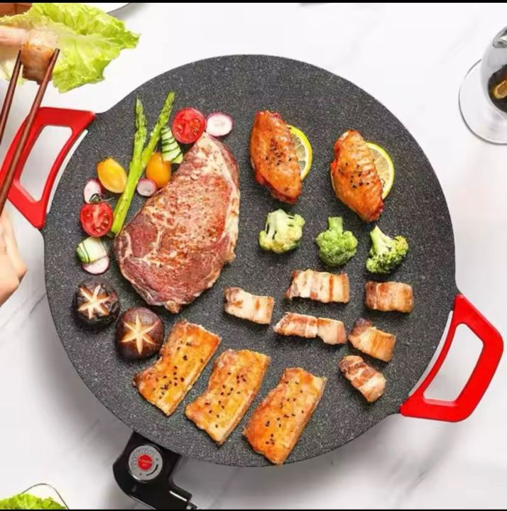 Imported JAPAN Made Portable Electric Tawa 14 Inch (35 CM) with Adjustable Temperature Control -Ideal for Dosa, Roti, Chapati, Paratha, Naan - Large Non-Stick Surface - Safe, Quick & Even Heating, 1000 Watts( BLACK )