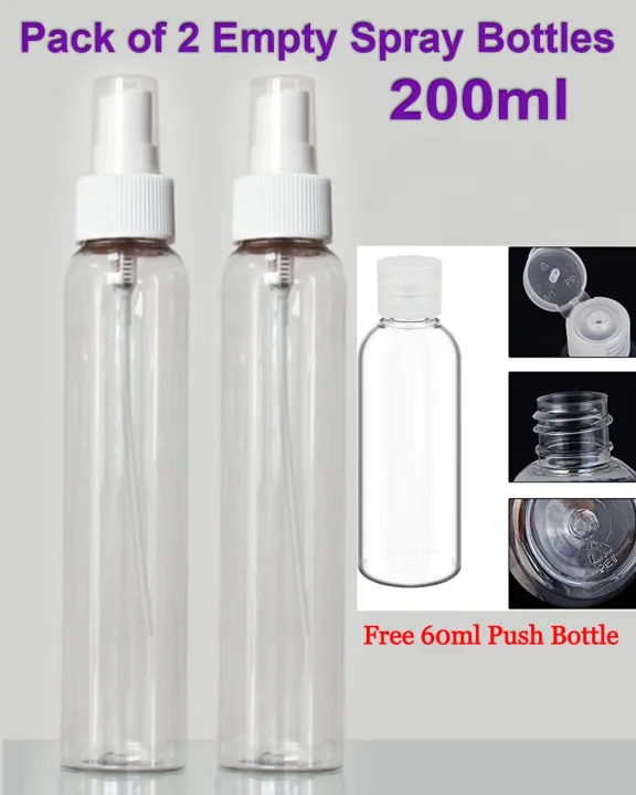Pack%20of%202%20Empty%20Plastic%20Spray%20Bottle%20200ml%20(Free%2060ml%20Push%20Bottle)%20Refillable%20Empty%20Clear%20Spray%20Bottle%20For%20Essential%20Oils,%20Perfumes.%20Transparent%20Plastic%20Portable%20Spray%20Bottles%20Fine%20Mist%20-%20Image%202