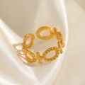 Fashion 18k gold stainless steel jewelry women adjustable beautiful stainless steel 18k gold ring. 