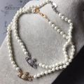 sinana VIVIENNE WESTWOOD Retro Planet Pearl Short Necklace Female Wedding Jewelry Ins Style Luxury Choker Chain For Women Girls Birthday Gift. 