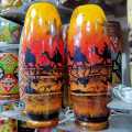 Camel Skin lamps Pair (8 and 12 and 15 inches Pair) cylinderical shape / handicraft / Multani art / Handpainted/ Vip's Creation. 