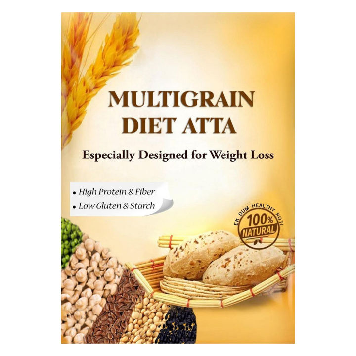 3-Lbs Multigrain Diet Atta | Multigrain Flour | Multigrain Atta | Sugar Watchers Low GI | Diabetic Friendly | Diet Atta 3-Lbs
