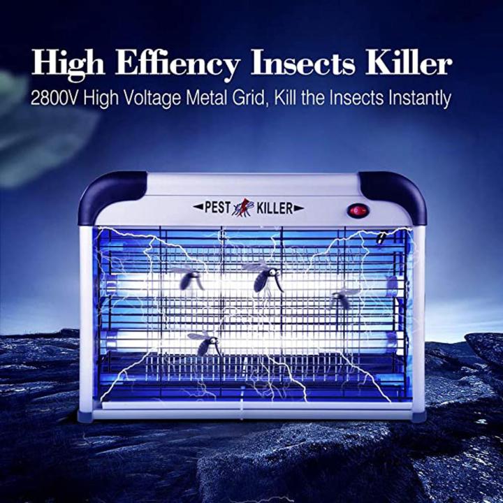 20W Mosquito Lamp Indoor Insect Killer, Mosquito, Moth, Wasp, Fly Killer for Indoor Plug in 2800V Grid Including Cleaning Brush & Hanging Chain,Lights-Sliver