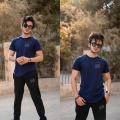 MZ Logo Stylish Printed T-shirt & Trouser Tracksuit For Men. ( Single Jersey Navy T-Shirt & Terry Black Trouser ). 