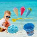 Kids Beach Toys Bucket Pail Ice Cream Molds Sand Playset For 4-8 Years Old. 