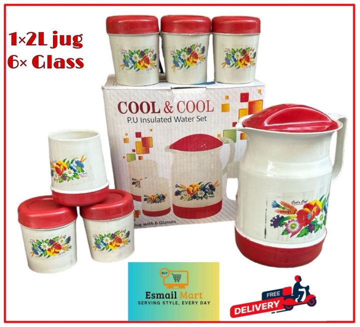 Water Set With A 2 Liter Jug And 6 Glasses Plastic Made Water Set Water Jug And Glasses