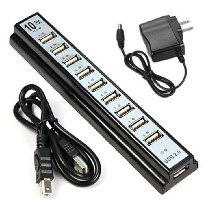 10 Port Hi-Speed Usb 2.0 Hub Splitter Us Power Adapter Cable Usb Hub Adpter Splitter For Pc Lap Computer