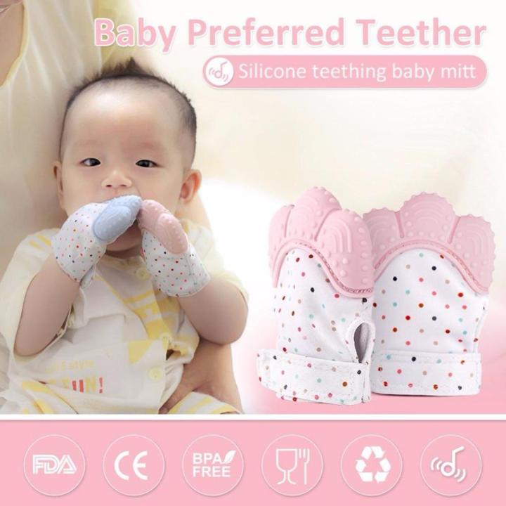 Baby Teething Mittens for Baby Self-Soothing Pain Relief Teething Glove Safe Silicone BPA FREE Safe Food Grade Teething Mitt