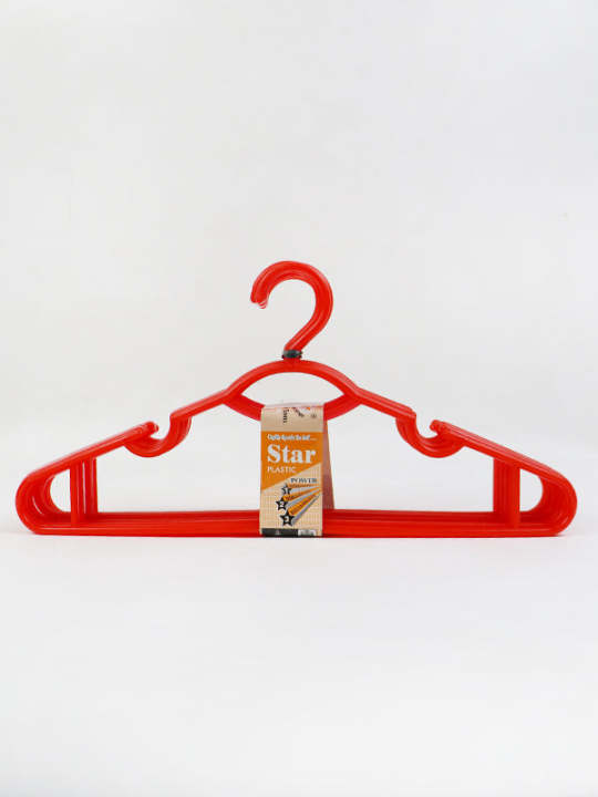 Plastic Clothes Hanger With Tie Rank Pack of 10 Red Daraz.pk