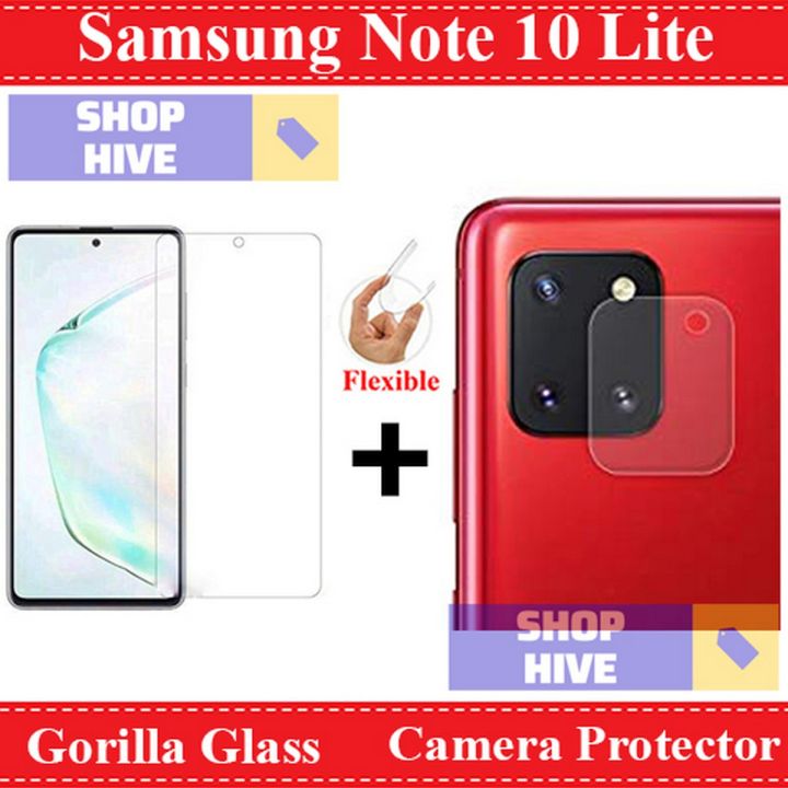 Samsung Galaxy Note 10 Lite Unbreakable Gorilla Glass Premium High Quality Tempered Glass Screen Protector + Back Camera 9H Gorilla Flexible Protector For Samsung Galaxy Note 10 Lite