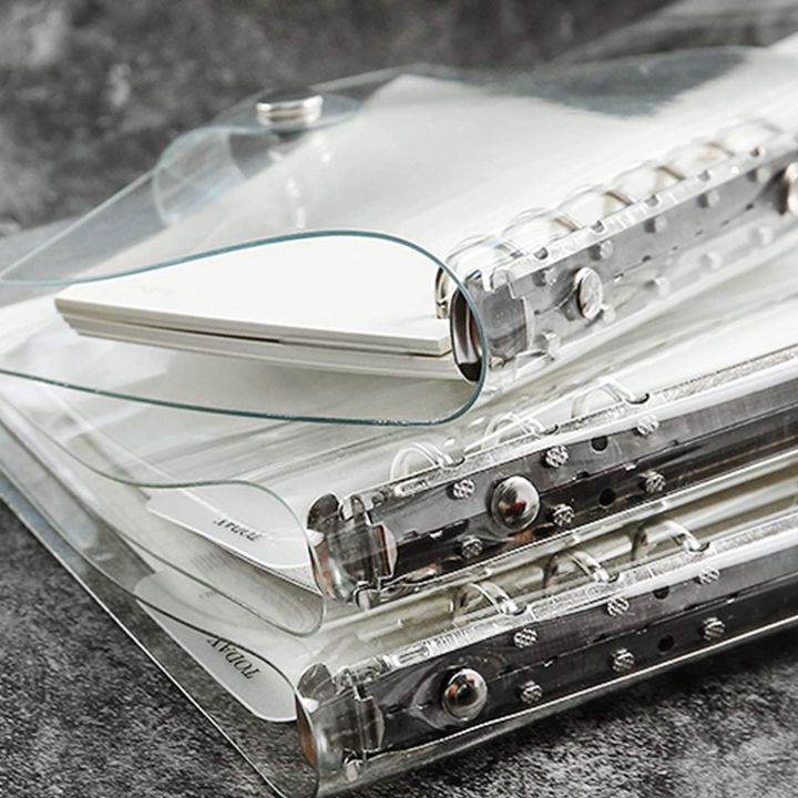 %E3%80%90NEW%E3%80%91%201%20Pc%20Transparent%20Notebook%20Cover%20Soft%20PVC%20Binder%20Cover%20A5/A6/A7%20Standard%206%20Holes%20Snap%20Button%20Closure%20-%20Image%205