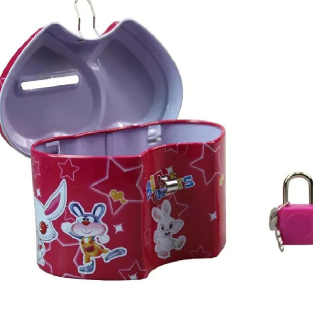 Cute Cartoon Piggi Bank Safe Money Box With Lock Key
