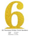 3D Numbers Glitter Finish (Golden) Number 6. 