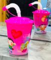 Kids Juice Glass/Cups with straw different designs/cartoon characters. 