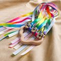 Rainbow Hand Ribbon Bells Wind Wand Dancing Ribbon Streamer Cloud Wood Montessori Sensory Educational Toy Сортеры doces. 