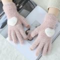1Pair Women Girls Lovely Fluffy plush Gloves Full Finger Winter Gloves Mittens Cute Love Heart Thick Warm Female Gloves Guantes. 