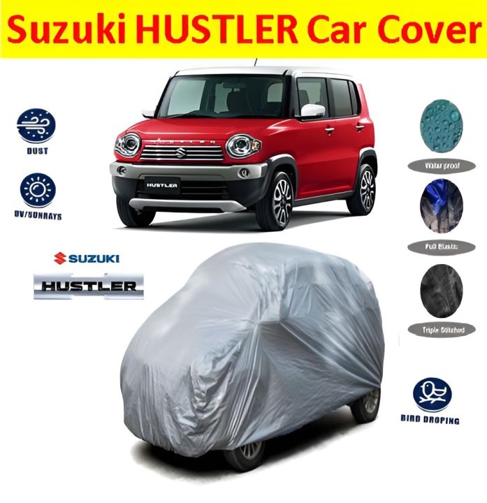 Get Suzuki Hustler Car Top Cover in Black & Silver - High-Performance UV Protection