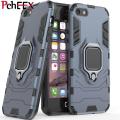Apple iPhone 5 / 5s / SE Phone Case, Silicone TPU and Hard PC Luxury Armor Shockproof Metal Ring Holder Cover Casing. 