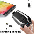 Keychain Powerbank Portable Emergency | 1500mAh Mini Fast Charger For iPhone , Lightweight Power Ultra Backup Charger, Compact Car Keychain, Best Gift For Him/Her. 