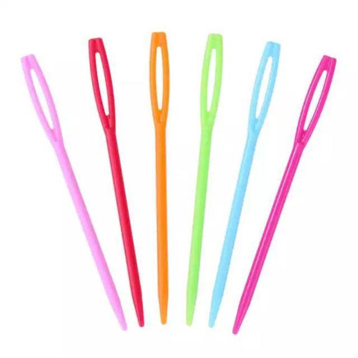 7Cm Plastic Knitting Needles Crochet Hooks Tapestry Wool Yarn Needles Children Diy Sweater Weaving Tools 10 Pcs Funny Colorful