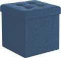 Blue Storage Ottoman, Padded Foldable Bench, Chest with Lid, 40L Capacity,Fabric Storage Box & Sofa with Cloth Organizer Cubes Organizer with  Holds up to 300 Kg For Bedroom, Hallway, Living Room, Dark Grey. 