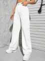 Women White Denim Jeans Straight Fit For Girls | High Waisted. 