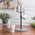 One Piece Black Metal Coffee Mug Tree Rack with 4 Curved Hooks and  Wood Base customized by the Decor Dictionary. 