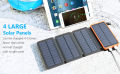 A ADDTOP Solar Charger Power Bank - 25000mAh Portable Solar Phone Charger with 4 Solar Panels & Dual 2.1A USB A Outputs External Battery Pack for Phones Tablets Outdoor Camping Black & Orange. 