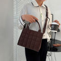 【ZIME】Net red simple women's bag new trendy fashion texture checkered design messenger women's bag casual ins small square bag. 