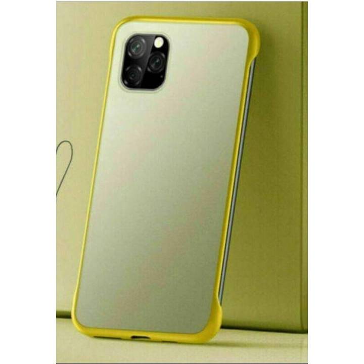 Apple iphone 11 Pro MAX Frameless Case PC Case Hard Transparent Matte Back Cover For Apple iphone 11 Pro MAX Phone Case - Yellow