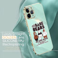 TA for iPhone 6 Plus 6s Plus Back Cover + Free Lanyard Cute Three Bears Luxury 6D Plating Case Side Pattern Soft Silicone Square Phone Cases. 