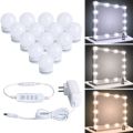 Led Vanity Lights Strip Kit with 14 Dimmable Light Bulbs for Full Body Length Makeup Mirror, Wall Mirror, Plug in Vanity Mirror Lights with Power Supply, 3 Color Modes, Mirror Not Included. 