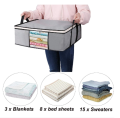 Clothes Storage Bags Organizer Under Bed Containers with Reinforced Handle, 43L, Grey. 
