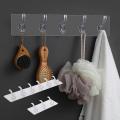 Transparent 6 Hooks Hanger Self Adhesive Clothes Hanger Cloth Hanger Bathroom Accessories Hanger Reusable Transparent Sticky Wall Hooks Punch Free Self – Sticking Clips Waterproof Hanging Hooks 6 in 1 Cloths Hanger Strong Hanger Multipurpose. 