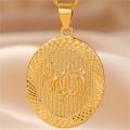 [ New ] Gold Plated Ala Pendant Necklace Jewelry round Oval Pendant Chain Male Couple Middle East Get Goods Ornament. 