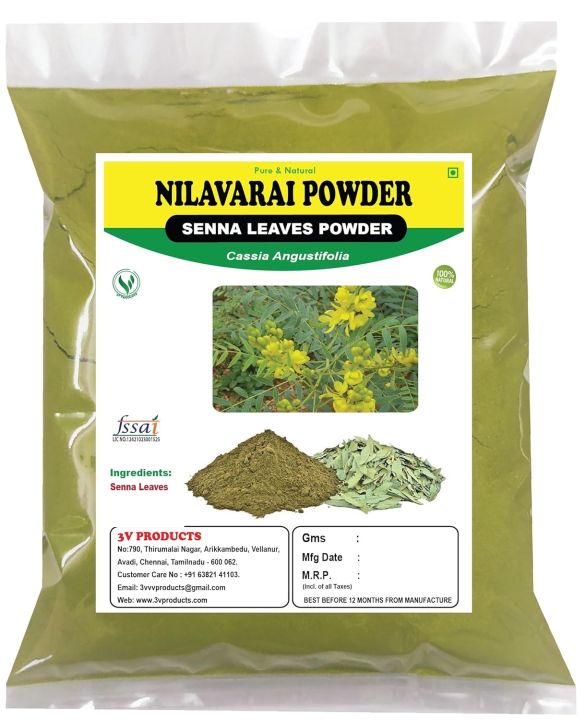 3V PRODUCTS Senna Powder | Nilavarai | Cassia Angustifolia | Sonamukhi 100g