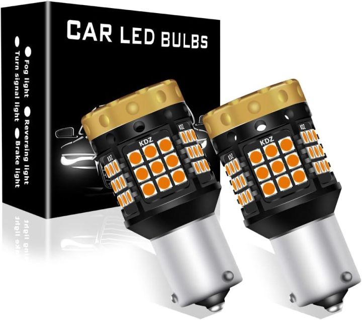 2Pcs BAU15S PY21W Canbus Error Free LED Light Bulbs Amber Yellow 3030 3700LM Ultra-Bright 1156 7507 Anti - Hyper Flash Bulbs for Car Front/Rear Turn Signal Light Replacement